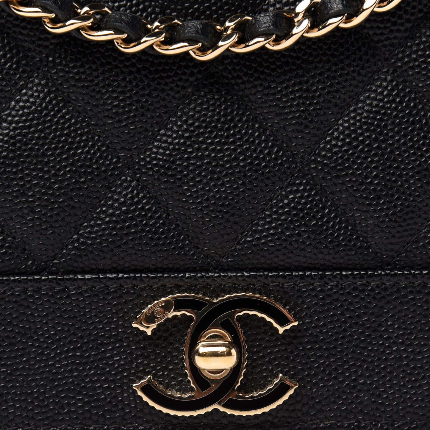 Caviar Quilted Vintage Mademoiselle Wallet On Chain WOC Black