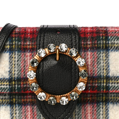Miu Miu Wool Plaid Crystal Embellished Shoulder Bag Blue 8 of 10