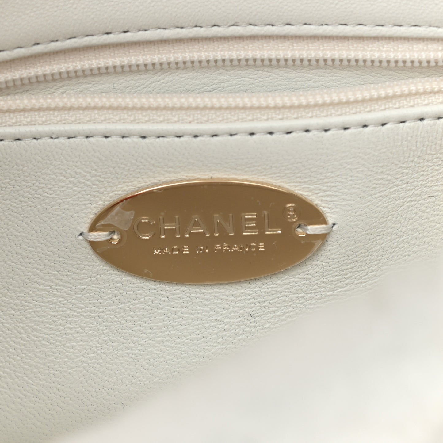 Shearling Lambskin Crystal Strass Flap White