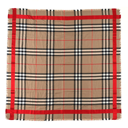Burberry Wool Silk Giant Check Ribbon Scarf Archive Beige 1 of 3