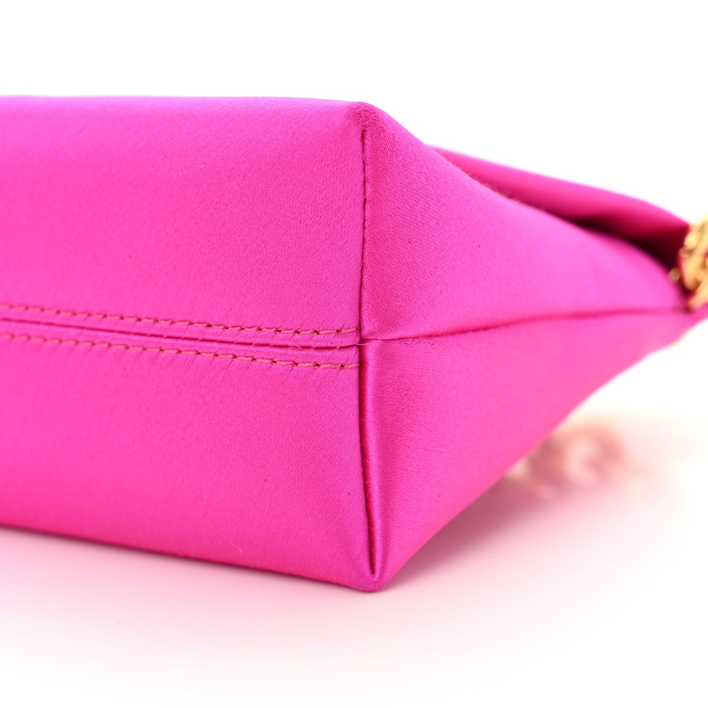 Satin Mini Label Chain Shoulder Bag Hot Pink
