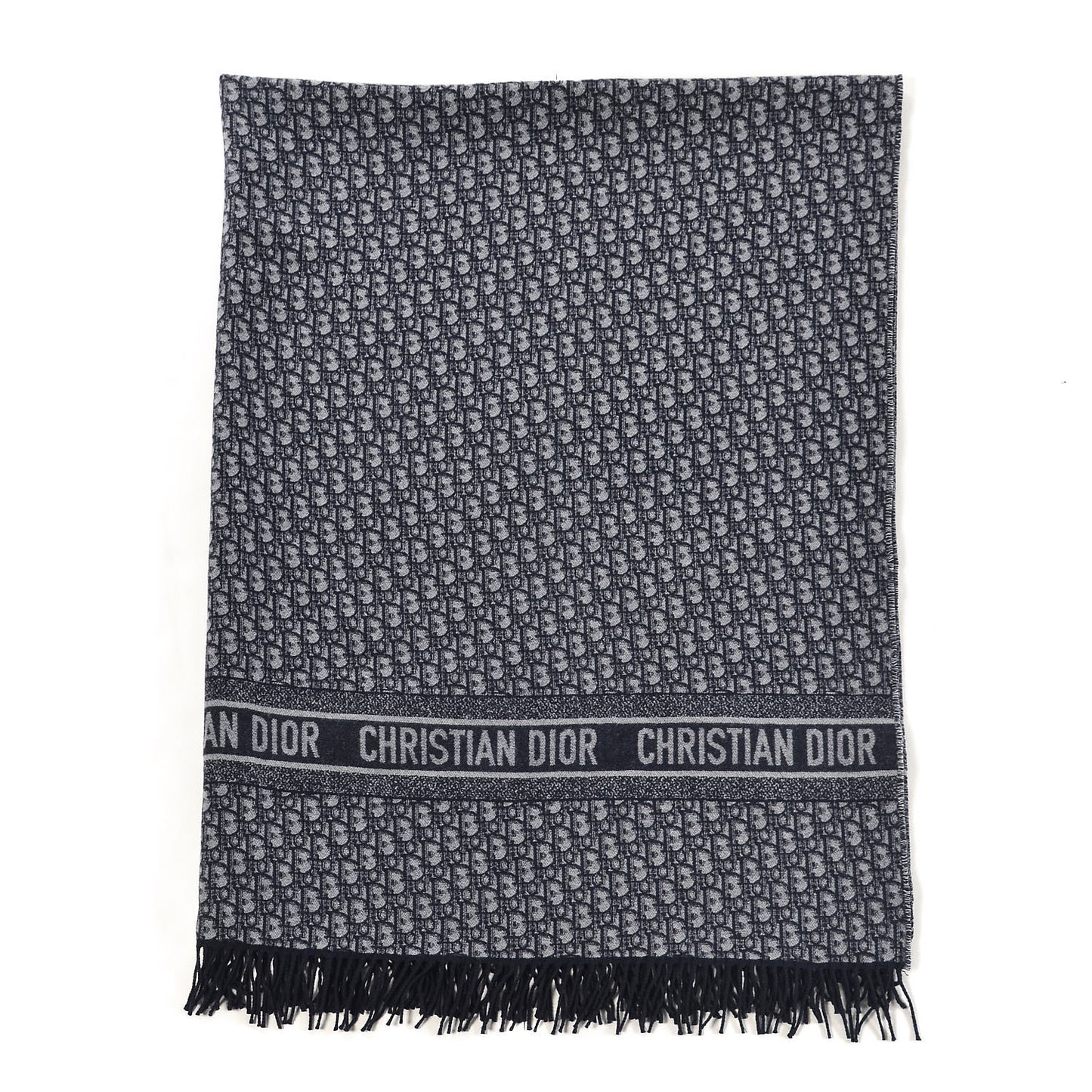 Cashmere Wool CD Oblique Throw Blanket Blue