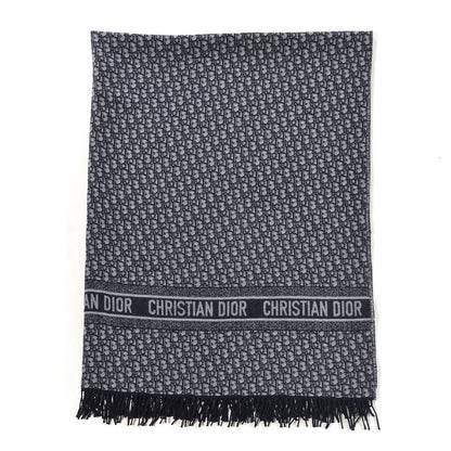 Christian Dior Cashmere Wool CD Oblique Throw Blanket Blue 1 of 4