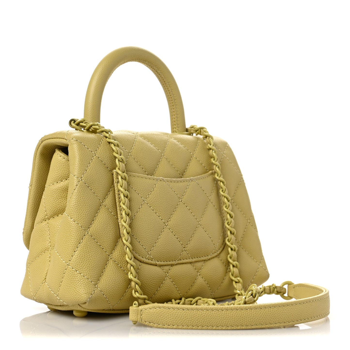 Caviar Quilted Incognito Extra Mini Coco Handle Flap Light Yellow