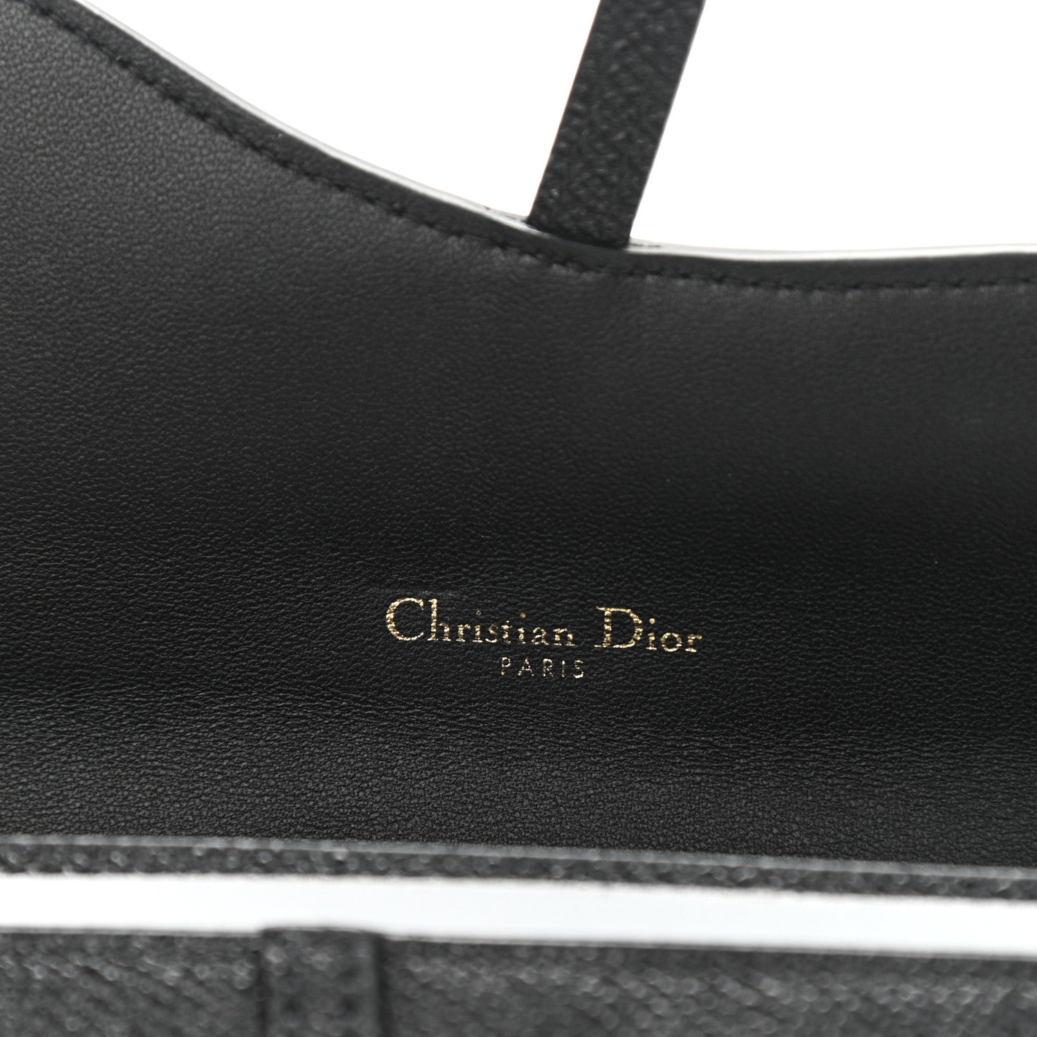 Christian Dior Grained Calfskin Saddle Chain Wallet Pouch Black 6 of 7