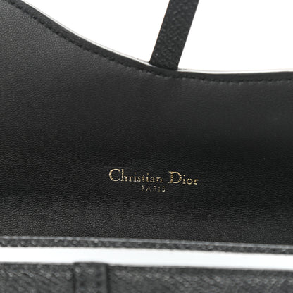 Christian Dior Grained Calfskin Saddle Chain Wallet Pouch Black 6 of 7