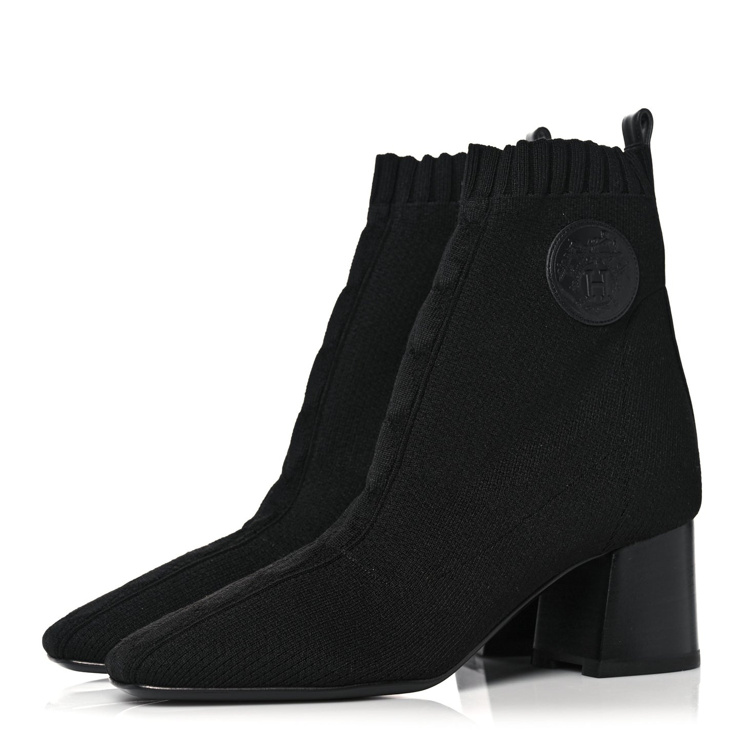 Knit Calfskin Volver Ankle Boots 37.5 Black