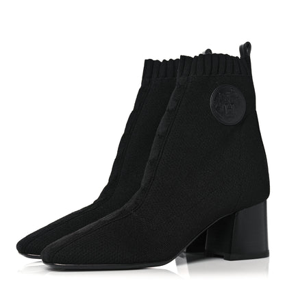 Hermes Knit Calfskin Volver Ankle Boots 37.5 Black 3 of 8