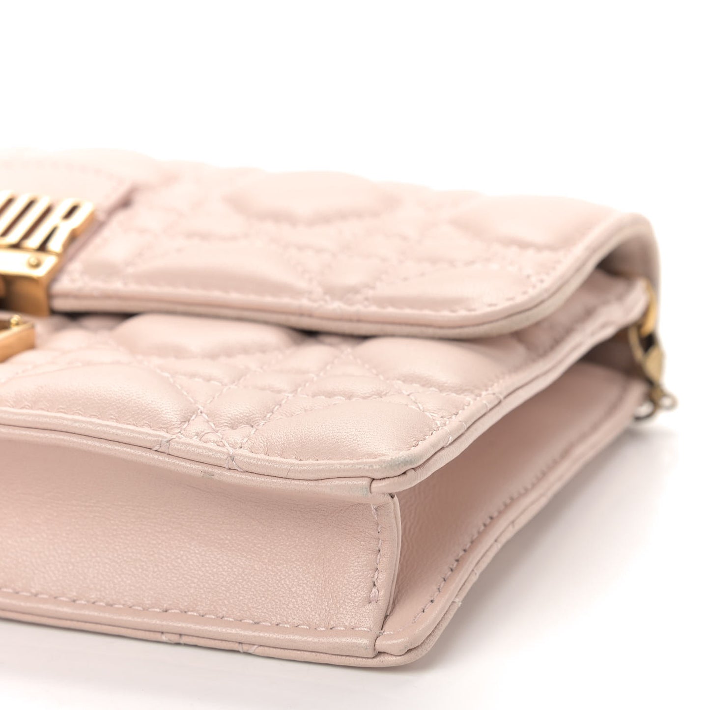 Lambskin Cannage Dioraddict Wallet on Chain Clutch Rose Poudre