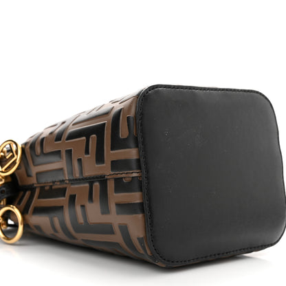 Fendi Vitello Liberty F is Fendi Bi-Color FF 1974 Embossed Mini Mon Tresor Bucket Bag Maya Black 9 of 10