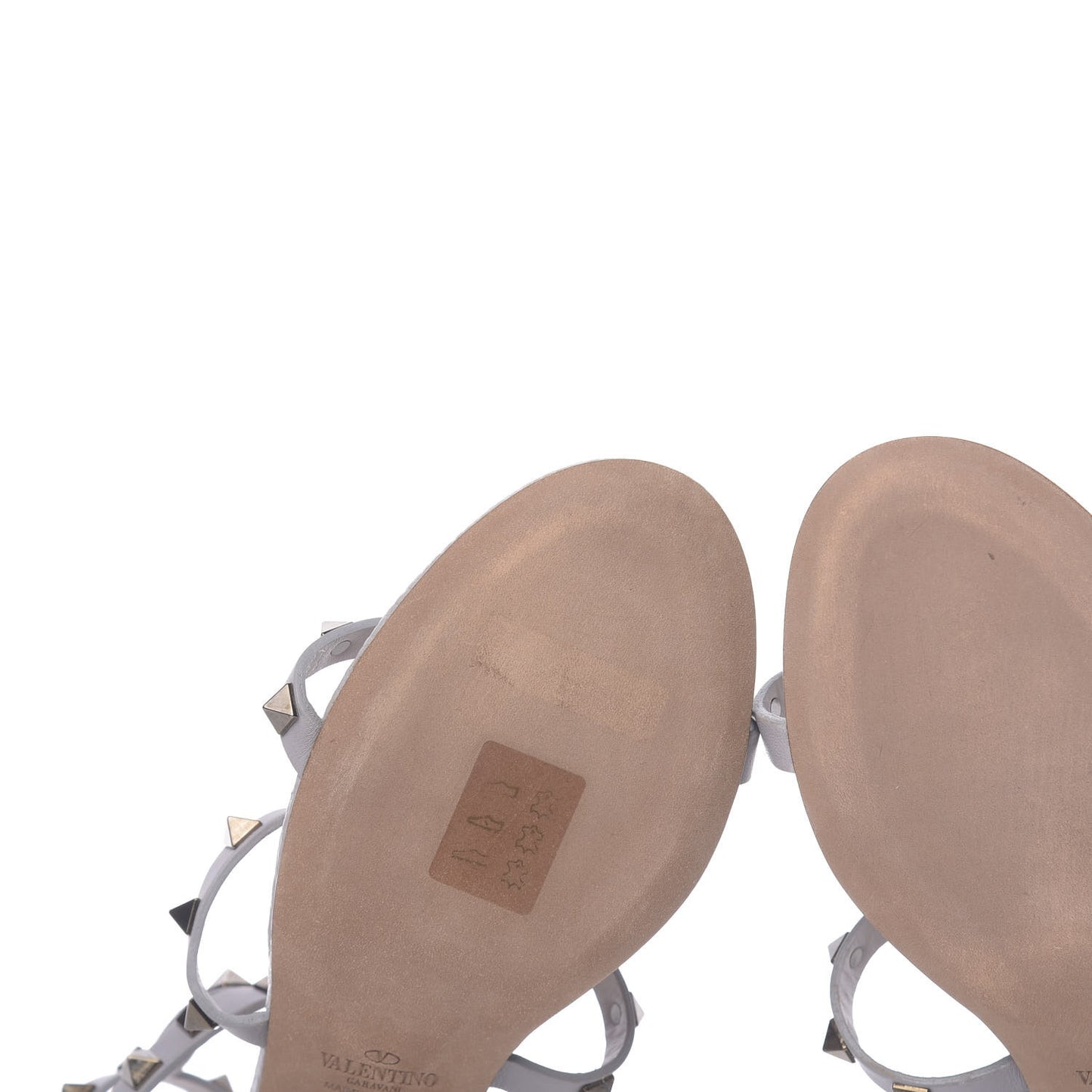 Pebbled Calfskin Rockstud 60mm City Sandals 38 Grey
