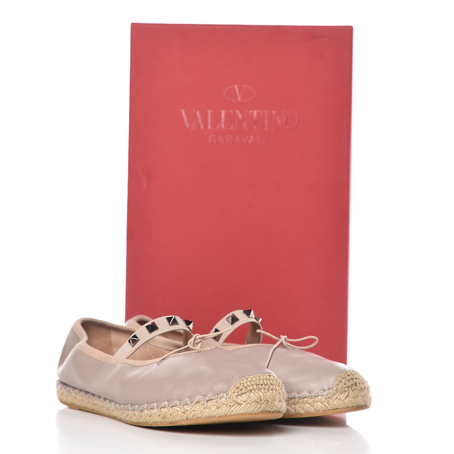 Valentino Garavani Nappa Rockstud Ballerina Espadrille Flats 37 Poudre 14 of 14