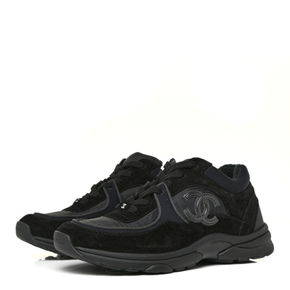 Chanel Nylon Calfskin Suede Calfskin CC Sneakers 39.5 Black 3 of 14
