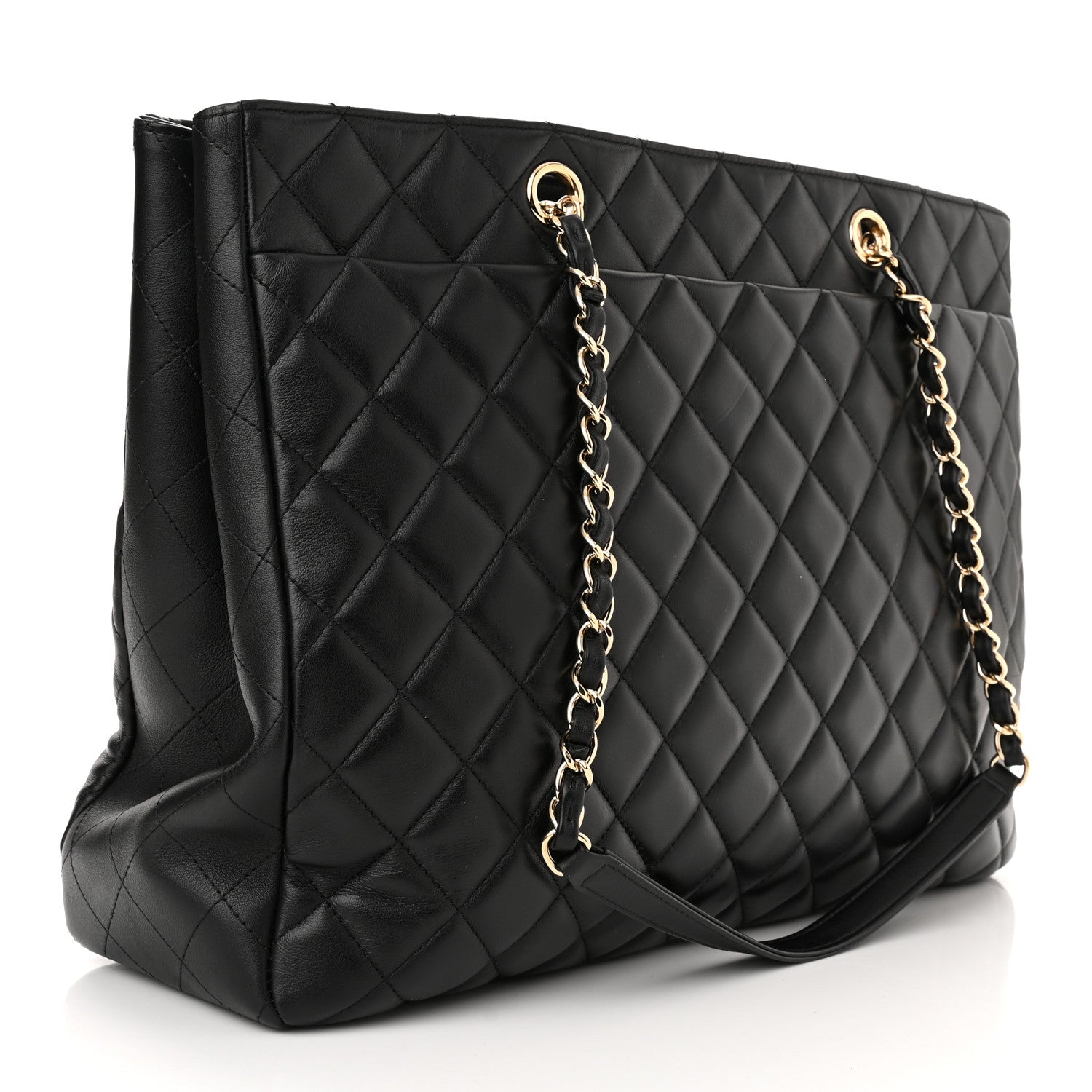 Chanel Calfskin Quilted Large Classic Shopping Tote Black 3 of 12