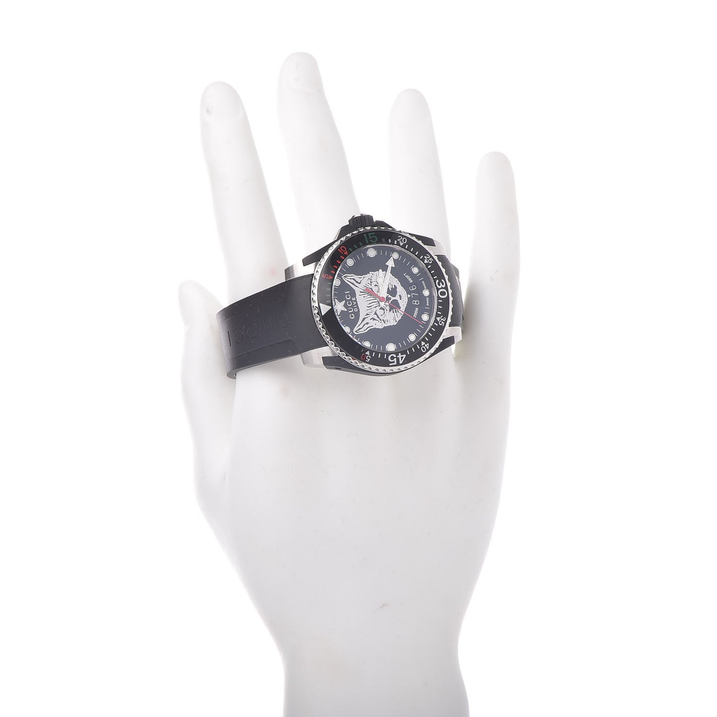 Stainless Steel Rubber 40mm Dive Feline Quartz Watch Black