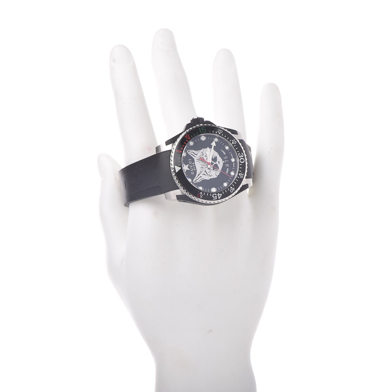Gucci Stainless Steel Rubber 40mm Dive Feline Quartz Watch Black 2 of 8