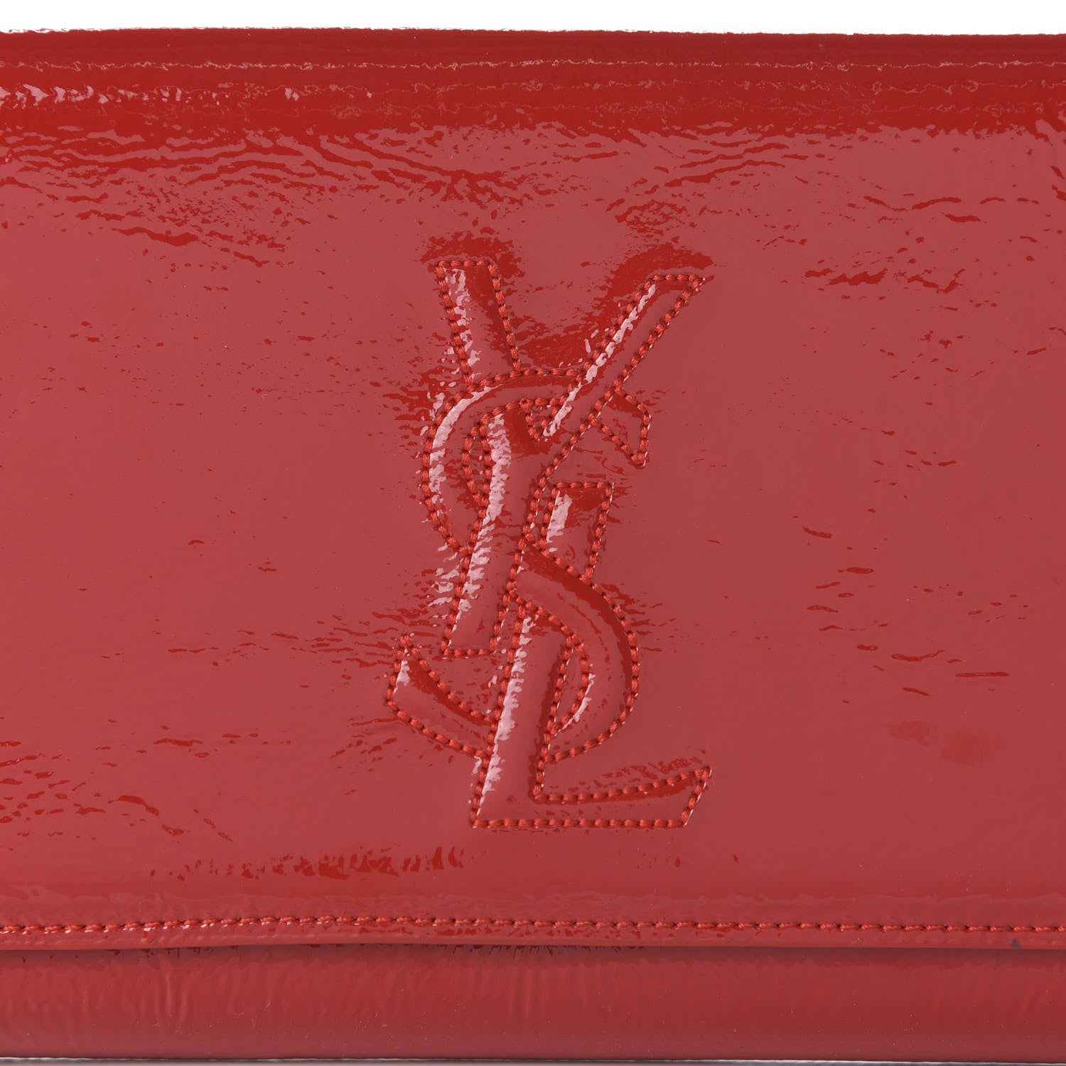 Saint Laurent Textured Patent Monogram Large Belle De Jour Clutch Red 9 of 9