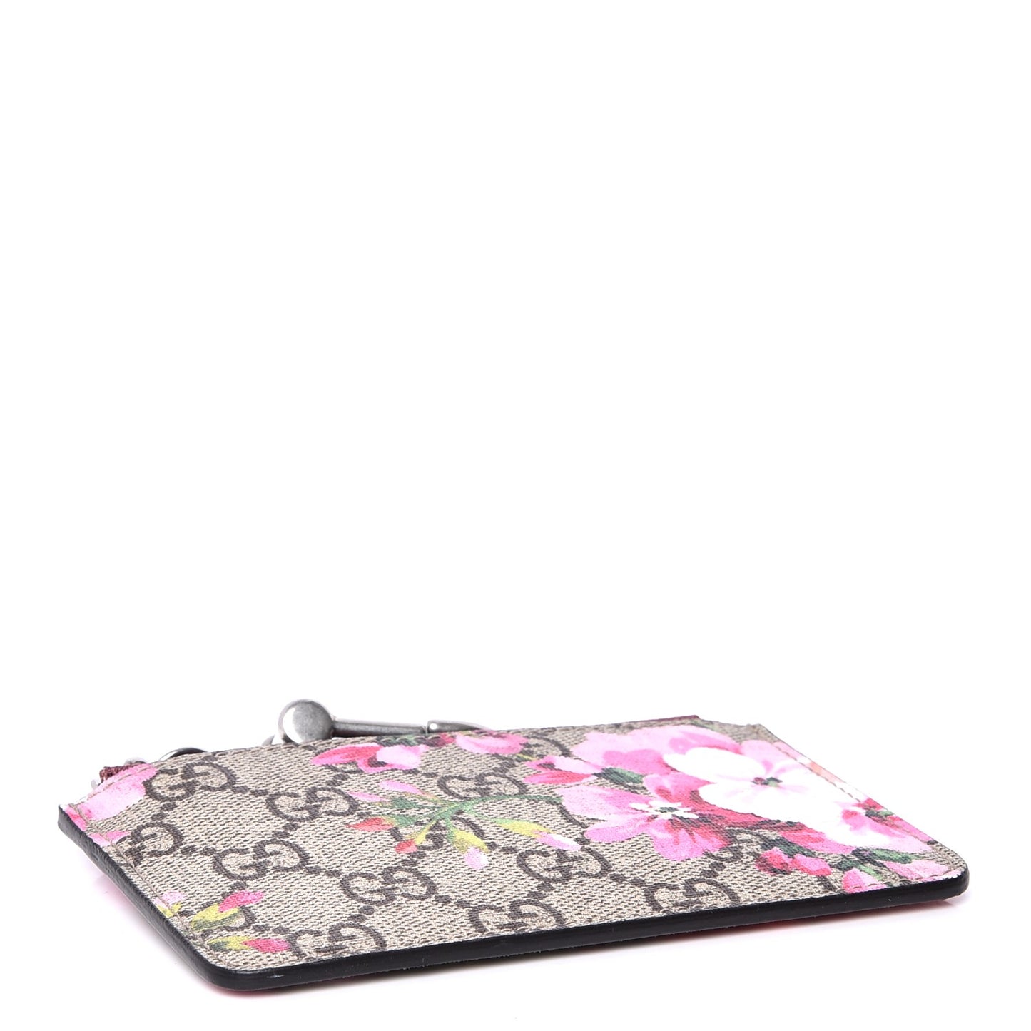 GG Supreme Monogram Blooms Key Ring Coin Case Beige Multicolor Dry Rose