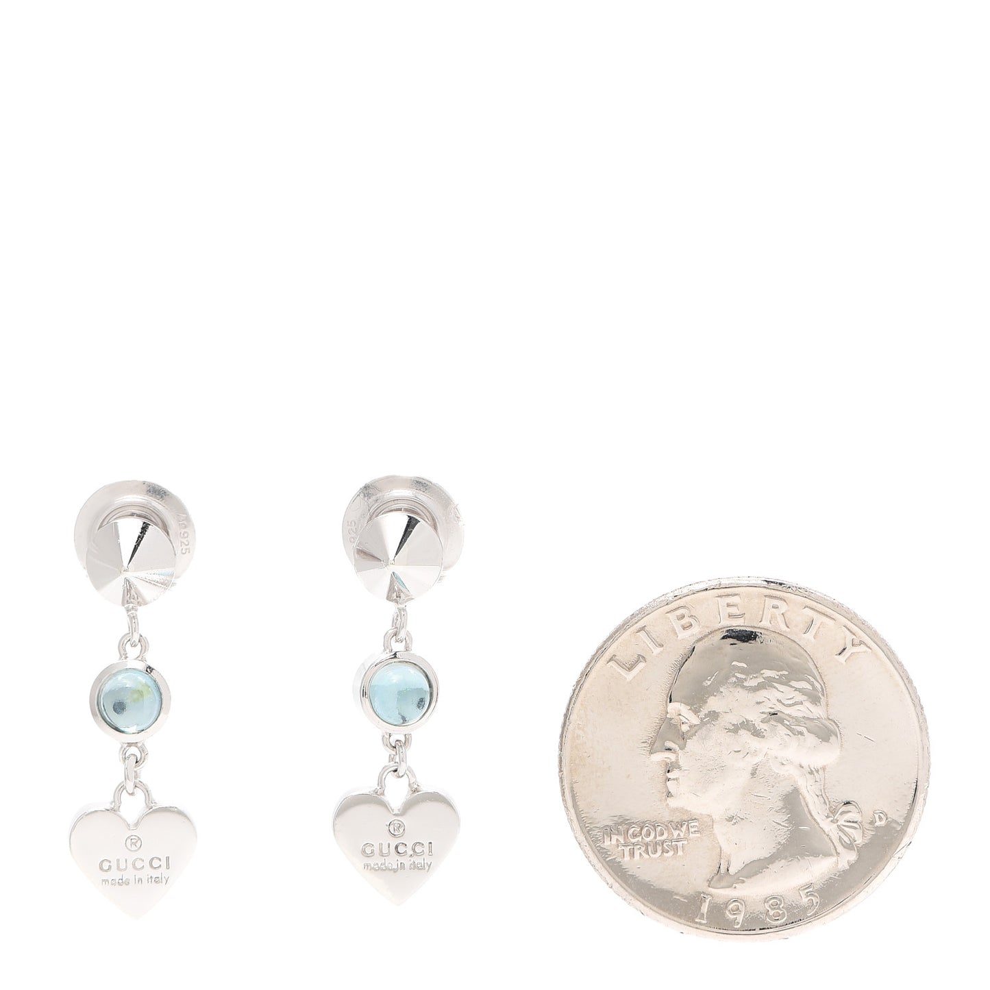 Sterling Silver Trademark Blue Topaz Heart Drop Earrings