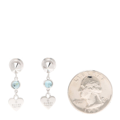 Gucci Sterling Silver Trademark Blue Topaz Heart Drop Earrings 2 of 7
