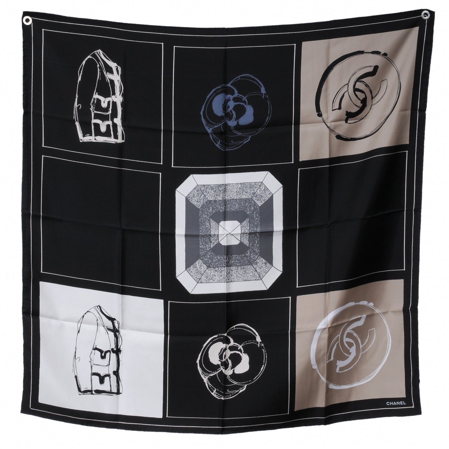 Silk Jacket Camellia CC Iconic Symbols Scarf