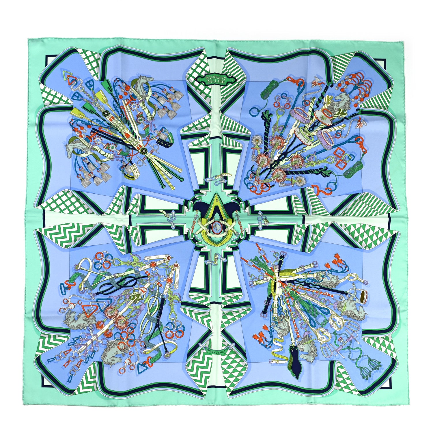 Hermes Silk Bouquets Sellier Scarf 90 1 of 6