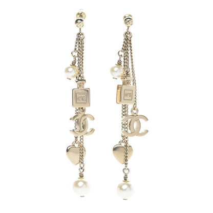 Chanel Pearl CC Charm Drop Earrings Gold 1 of 4