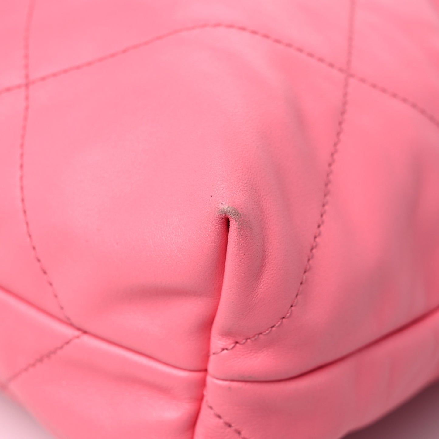 Shiny Calfskin Quilted Chanel 22 Drawstring Bag Coral Pink