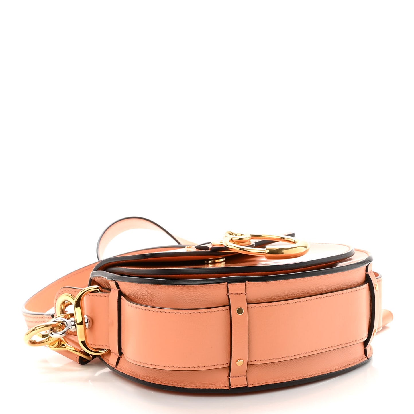 Patent Calfskin Suede Small Tess Bag Autumnal Brown