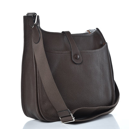 Hermes Taurillon Clemence Evelyne III GM Chocolate 3 of 10