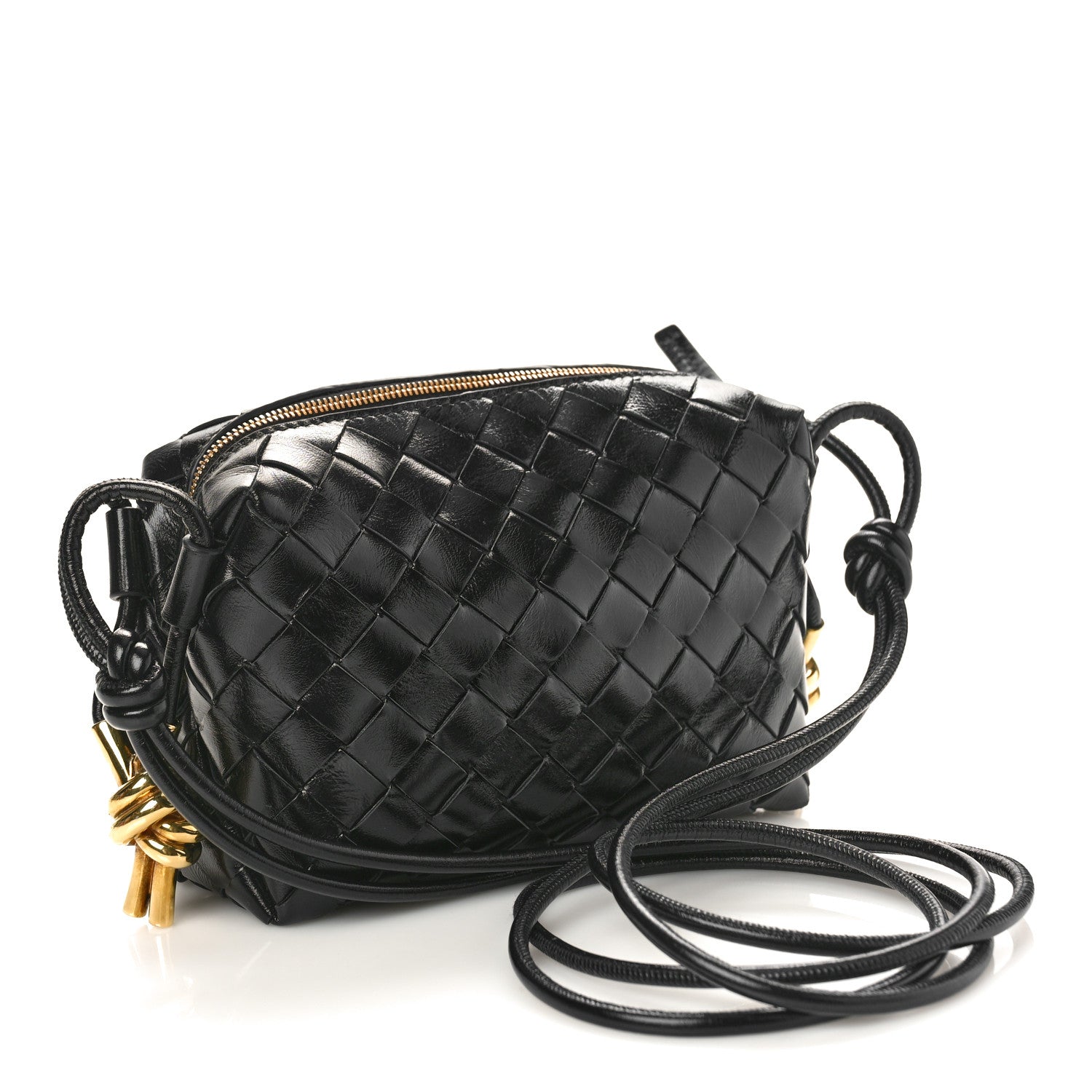 Bottega Veneta Nappa Intrecciato Metallic Knot Mini Loop Camera Bag Black 3 of 8