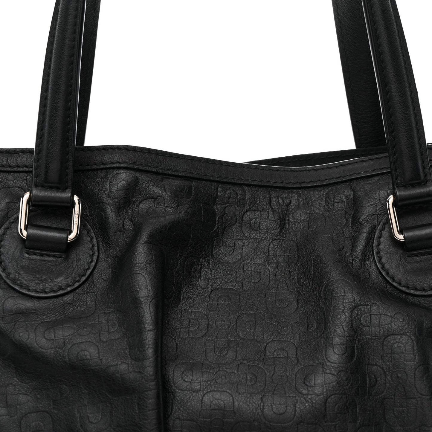 Horsebit Embossed Full Moon Tote Black