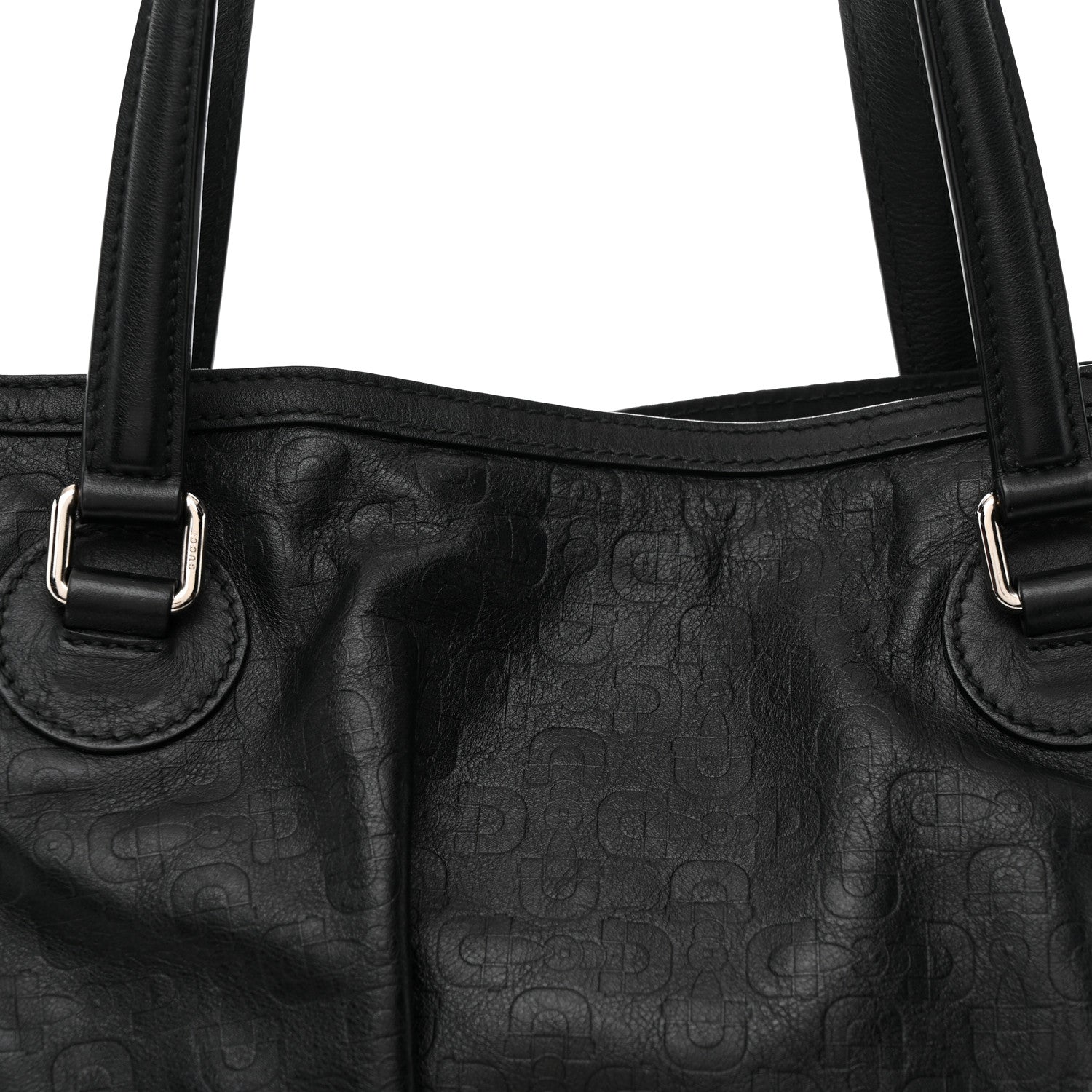 Gucci Horsebit Embossed Full Moon Tote Black 8 of 12