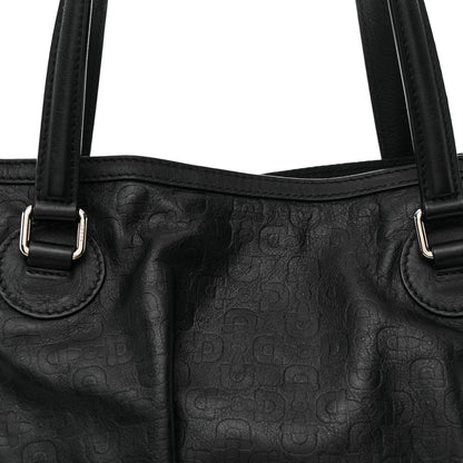 Gucci Horsebit Embossed Full Moon Tote Black 8 of 12