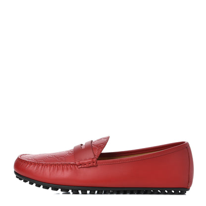 Gucci Guccissima Calfskin Mens Driver Loafers 9.5 Red 1 of 13