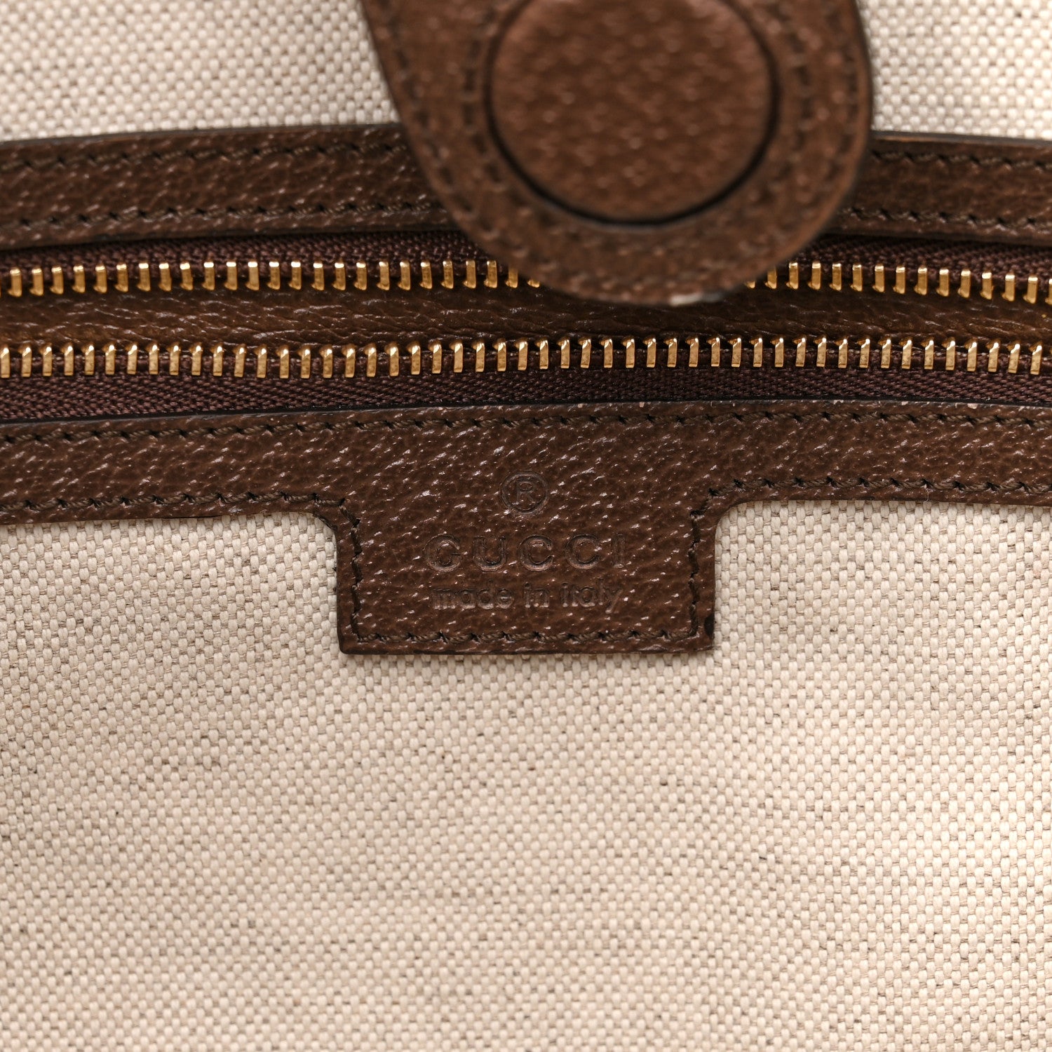 Gucci Monogram Jumbo GG Textured Dollar Calfskin Web Medium Ophidia Shopping Tote Camel Ebony 6 of 15