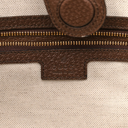 Gucci Monogram Jumbo GG Textured Dollar Calfskin Web Medium Ophidia Shopping Tote Camel Ebony 6 of 15