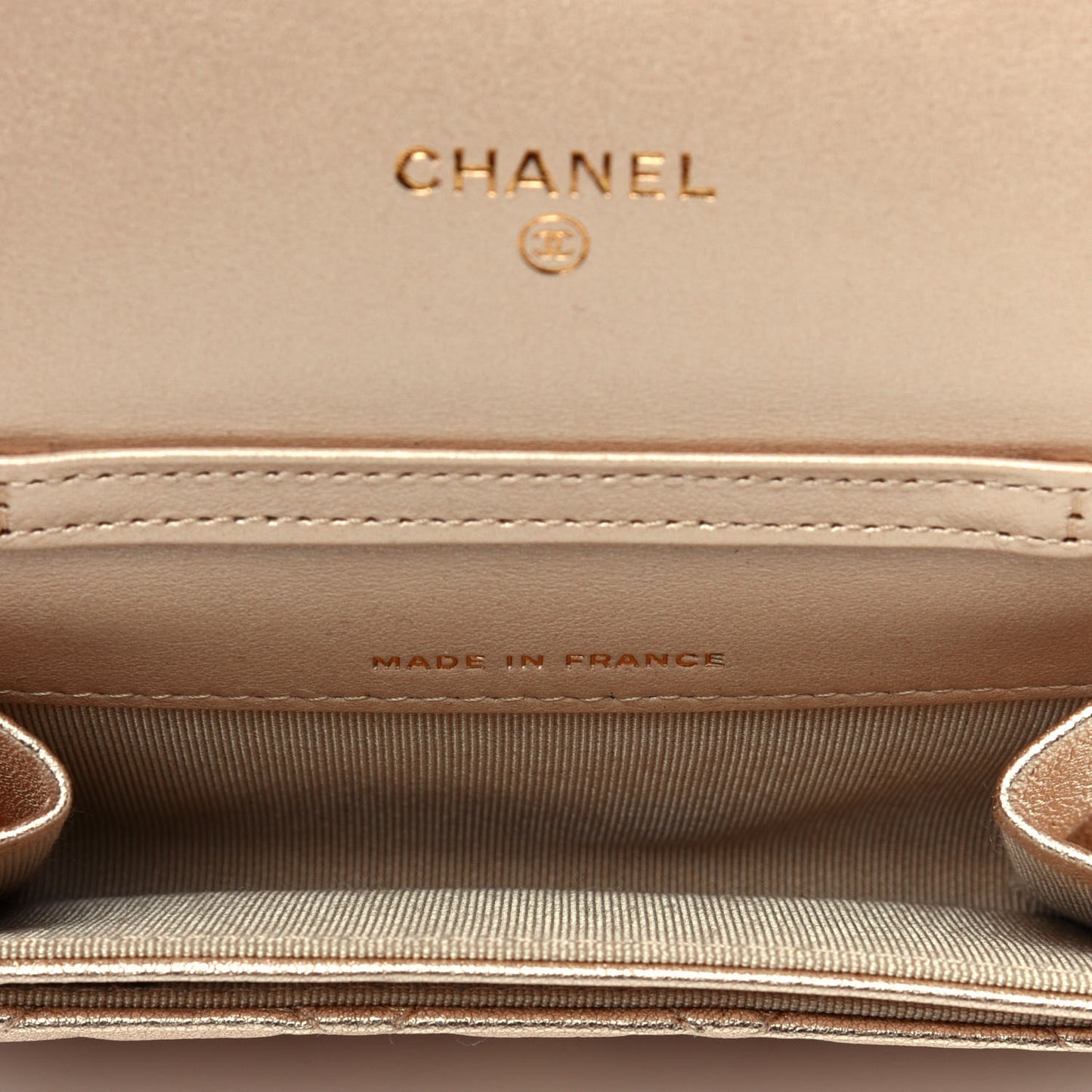 Metallic Lambskin Quilted Flap Chain Waist Bag Gold