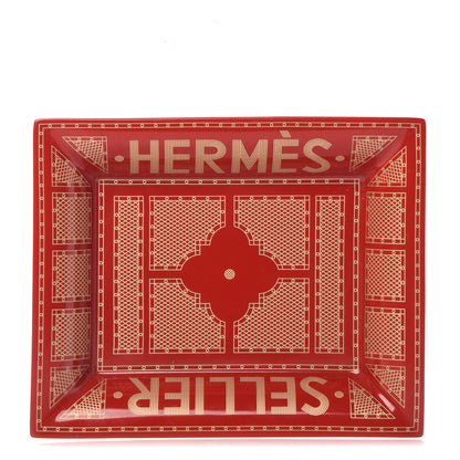 Hermes Porcelain Sellier Change Tray Rouge Or 1 of 8