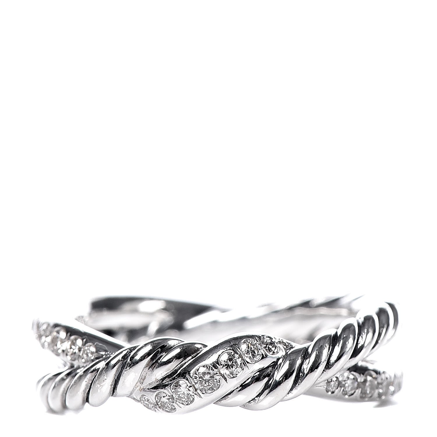 David Yurman Sterling Silver Diamond Continuance Band Ring 51 5.75 1 of 4