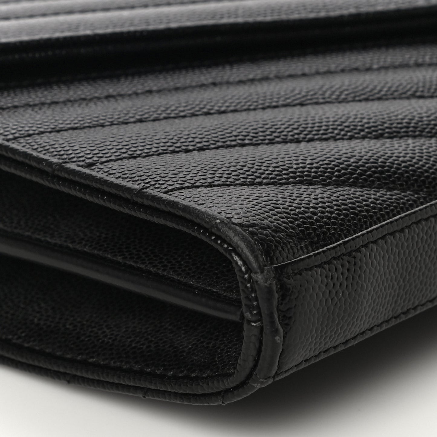 Grain De Poudre Matelasse Chevron Monogram Chain Wallet Black