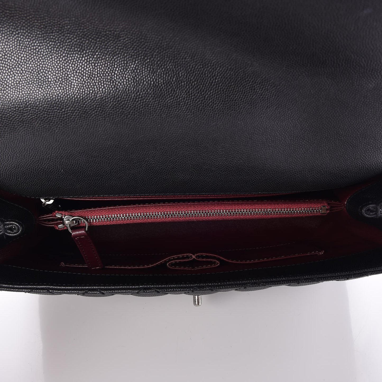 Caviar Lizard Quilted Medium Coco Handle Flap Black