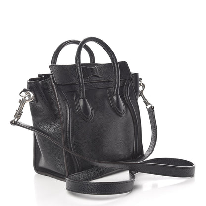Celine Drummed Calfskin Nano Luggage Black 3 of 11