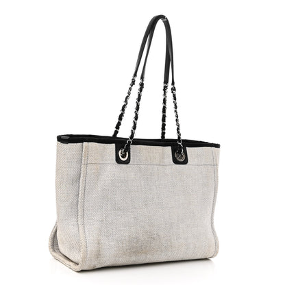 Chanel Woven Straw Raffia Small Deauville Tote Grey 3 of 14