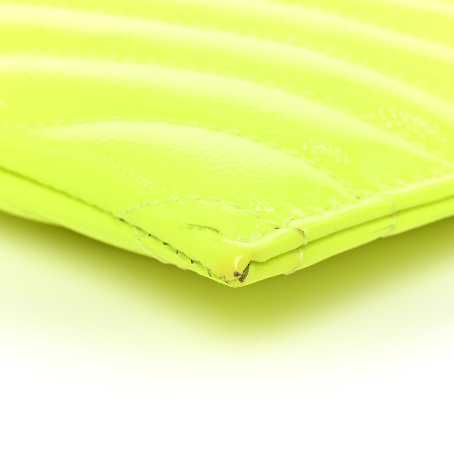 Patent Grain De Poudre Matelasse Chevron Monogram Bill Pouch Neon Yellow