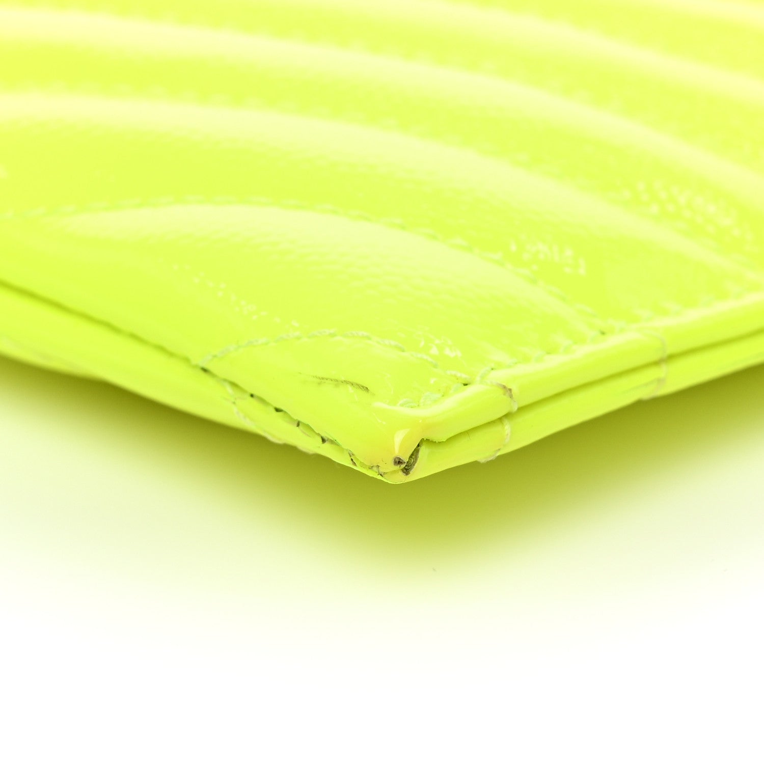 Saint Laurent Patent Grain De Poudre Matelasse Chevron Monogram Bill Pouch Neon Yellow 9 of 13