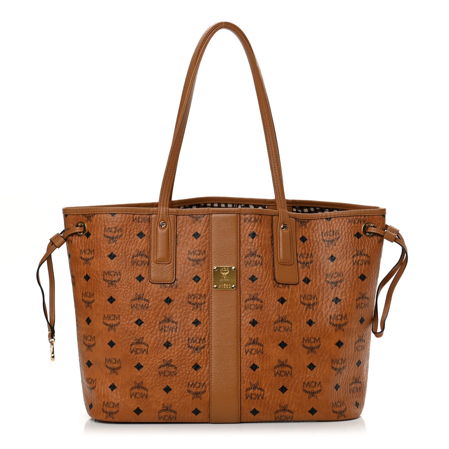 MCM Visetos Medium Liz Reversible Shopper Tote Cognac 1 of 18