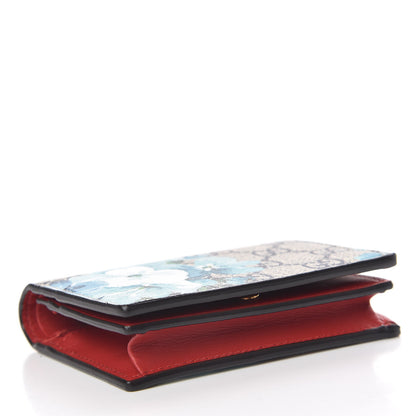 Gucci GG Supreme Monogram Blooms Card Case Wallet Beige Blue Navy Hibiscus Red 4 of 8