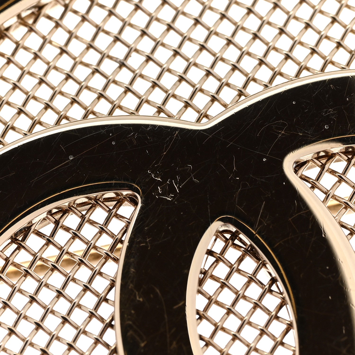 Chanel Mesh Circle CC Brooch Gold 5 of 5