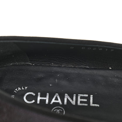 Chanel Iridescent Grained Calfskin Cap Toe Ballerina Flats 38 Black 9 of 10